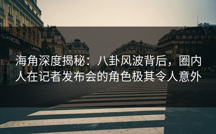 海角深度揭秘：八卦风波背后，圈内人在记者发布会的角色极其令人意外