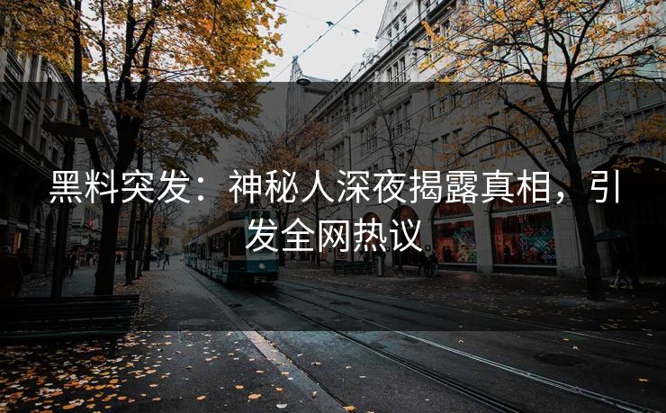 黑料突发：神秘人深夜揭露真相，引发全网热议