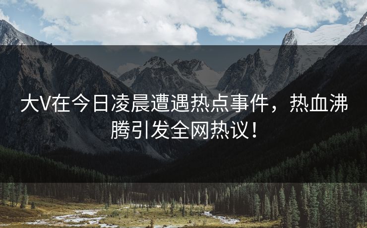 大V在今日凌晨遭遇热点事件，热血沸腾引发全网热议！