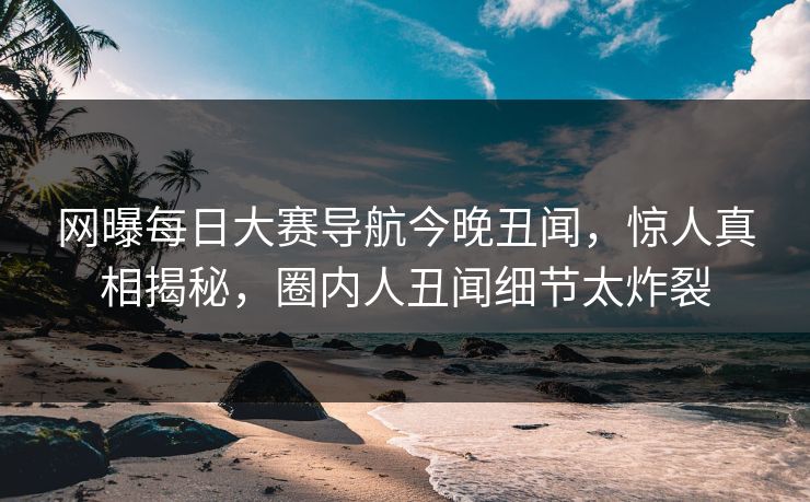 网曝每日大赛导航今晚丑闻，惊人真相揭秘，圈内人丑闻细节太炸裂