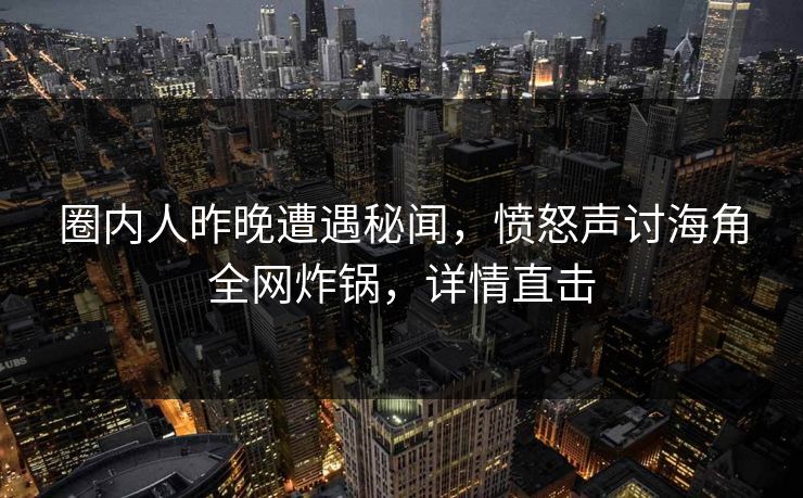 圈内人昨晚遭遇秘闻，愤怒声讨海角全网炸锅，详情直击